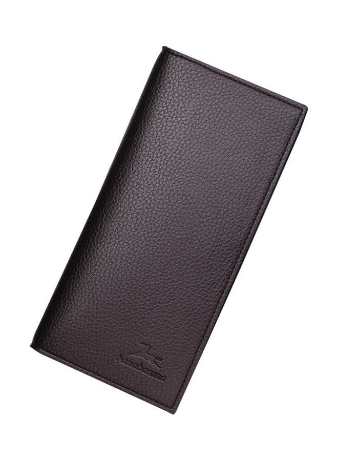 محفظة ذات ثنيتين من جلد البولي يوريثان بلون القهوة - Image 4